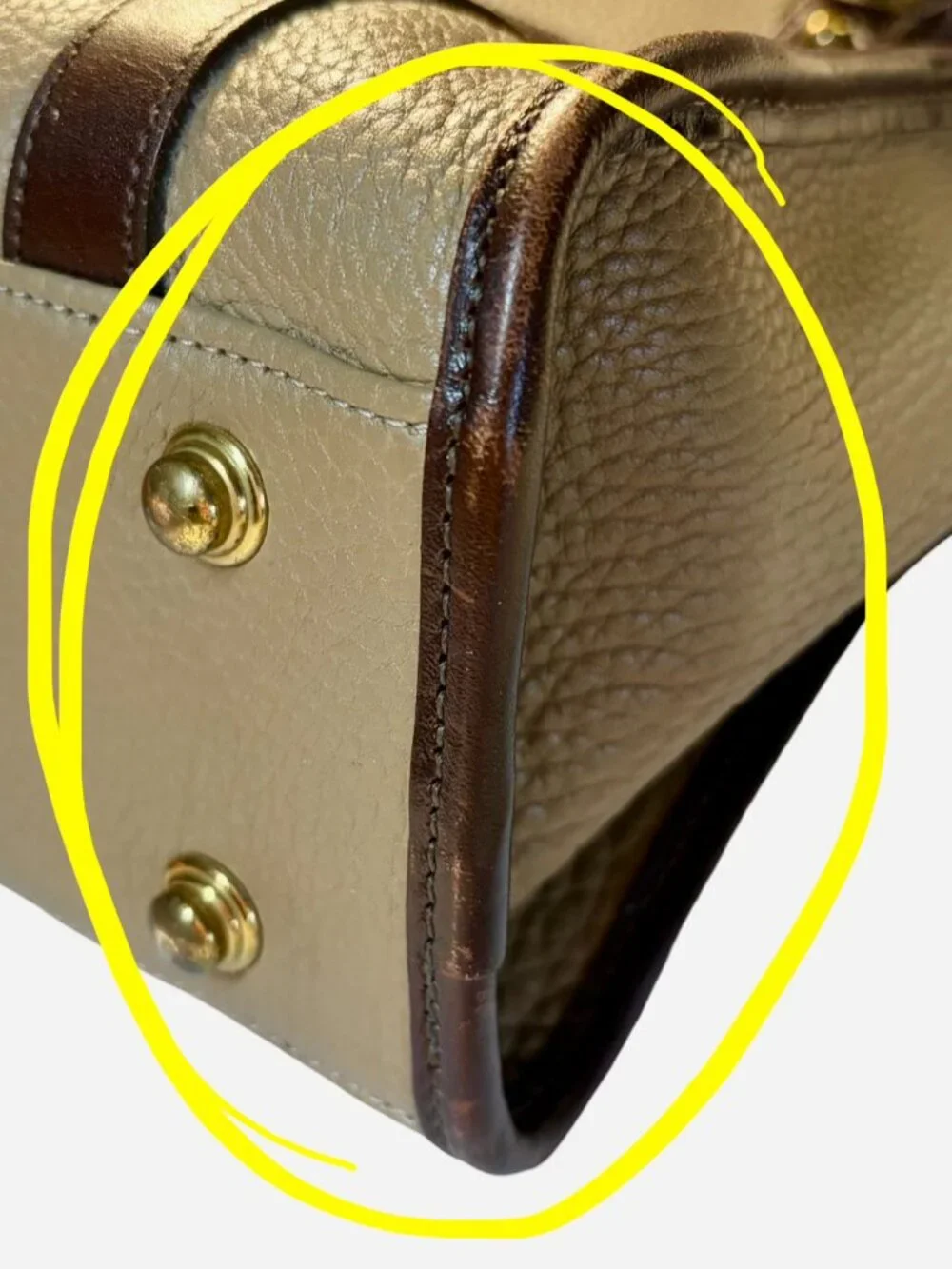 Dooney and Bourke Vintage All-Weather Leather Dark Chocolate and Taupe Satchel